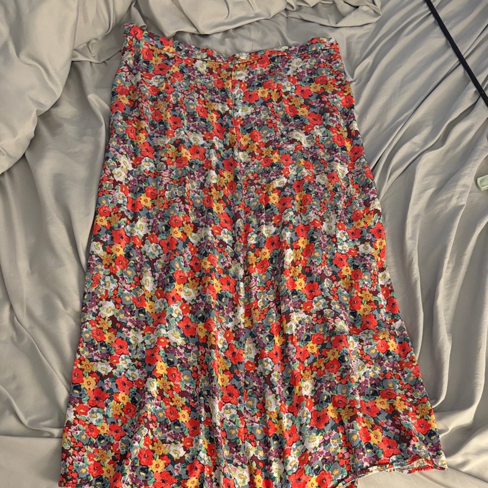 H&M Colorful Floral A-Line Skirt